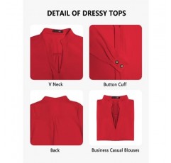 Lokesaidi Womens 비즈니스 캐주얼 블라우스 작업 Dressy Tops 시폰 우아한 기본 V 넥 긴 소매 셔츠
