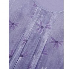 VALOLIA 여성용 3/4 슬리브 튜닉 탑 캐주얼 루즈핏 꽃무늬 블라우스 메쉬 플리츠 레이어드 셔츠
