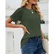 여성 여름 레이스 반소매 티셔츠 크루넥 캐주얼 루즈 탑 셔츠 블라우스
