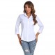 Atnlewhi 여성용 버튼 다운 셔츠 3/4 슬리브 비즈니스 스트레치 작업 사무실 공식 캐주얼 블라우스 탑