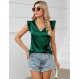 Maysoar 여성용 새틴 셔츠 프릴 캡 슬리브 V 넥 탑 캐주얼 여성 민소매 여름 블라우스 T 셔츠