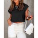 Tankaneo Womens 반팔 자른 티셔츠 Summer Rolled Dolman Sleeve 자르기 탑 캐주얼 라운드 넥 솔리드 짧은 기본 티셔츠