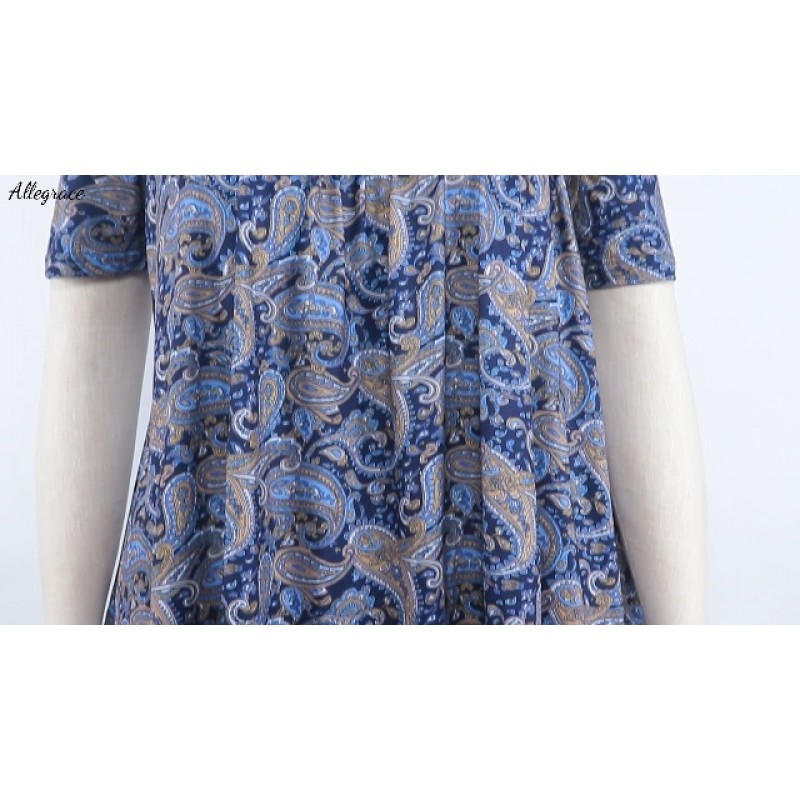 ALLEGRACE 여성 플러스 사이즈 탑 여름 짧은 소매 루즈핏 Dressy T 셔츠