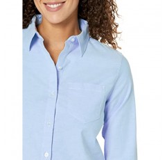 Amazon Essentials 여성용 긴 소매 버튼 다운 스트레치 옥스퍼드 셔츠(플러스 사이즈로 구매 가능)