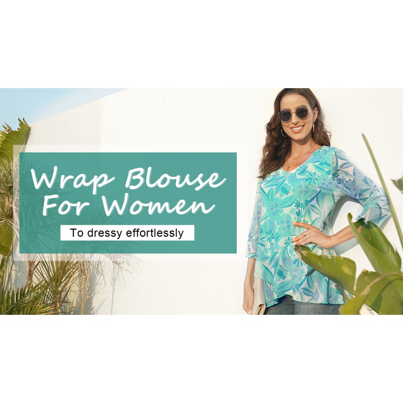 SeSe Code Womens Dressy 3/4 슬리브 튜닉 탑 비대칭 밑단 블라우스 경량 메쉬 셔츠