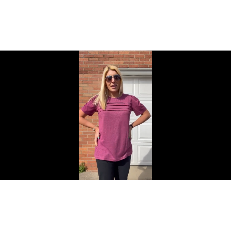 JomeDesign 여성 여름 탑 반소매 크루넥 셔츠 퍼프 슬리브 캐주얼 티셔츠