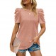 Saloogoe 여성용 T 셔츠 퍼프 슬리브 캐주얼 여름 탑 아일렛 패턴 셔츠
