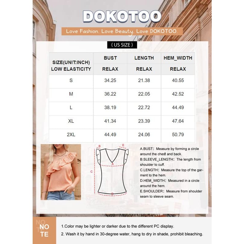 Dokotoo Womens 원 숄더 탑 러플 솔리드 튜닉 셔츠 민소매 루즈 탱크 탑