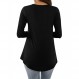 BISHUIGE 여성 캐주얼 루즈 긴 소매 튜닉 탑 레이스 패널 플리츠 티셔츠 블라우스