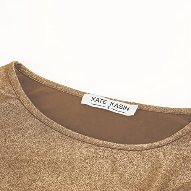 Kate Kasin 여성용 메쉬 탑 긴 소매 쉬어 블라우스 섹시한 셔츠 하이 넥 클럽웨어