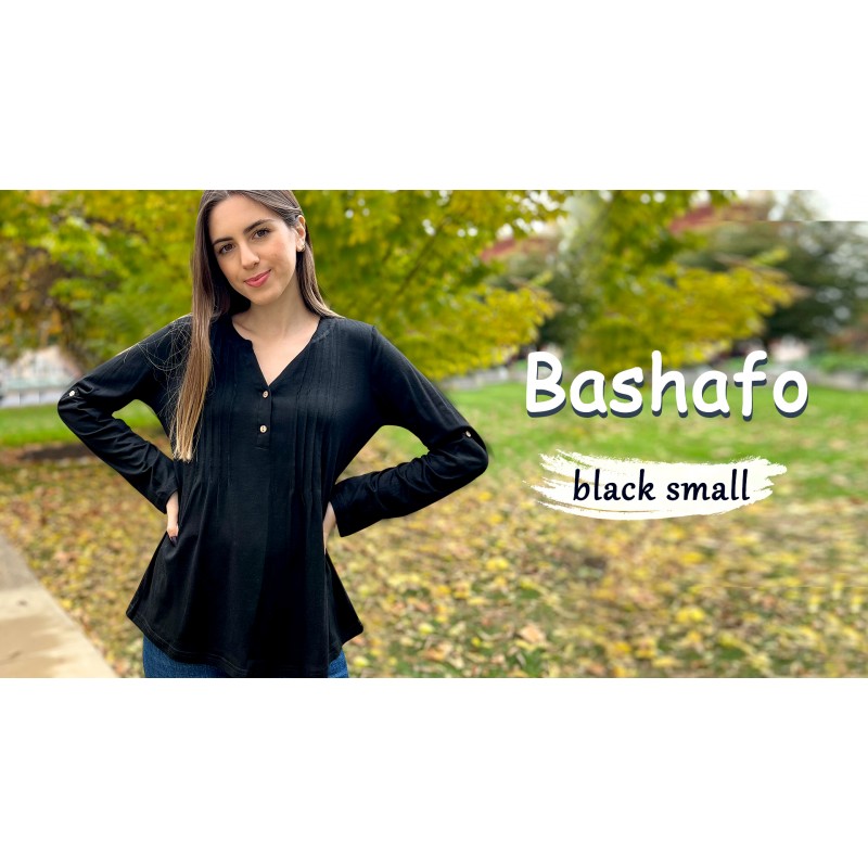 Bashafo 3/4 여성용 슬리브 탑 V 넥 헨리 긴 소매 Dressy 캐주얼 셔츠 여성용 루즈 버튼 업 블라우스 튜닉