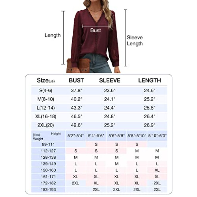GOORY Womens 긴 소매 탑 캐주얼 비즈니스 V 넥 셔츠 섹시한 레이스 탑 패치 워크 시폰 작업 블라우스 Dressy Tops
