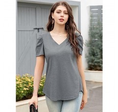 Traleubie Womens Tops 반소매 셔츠 Dressy 캐주얼 블라우스 튜닉 탑, S-XL