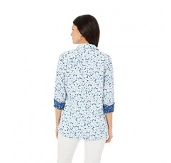 Foxcroft 여성용 저메인 3/4 슬리브 수채화 도트 셔츠