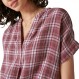 럭키 브랜드 여성용 반팔 체크 무늬 팝오버 셔츠