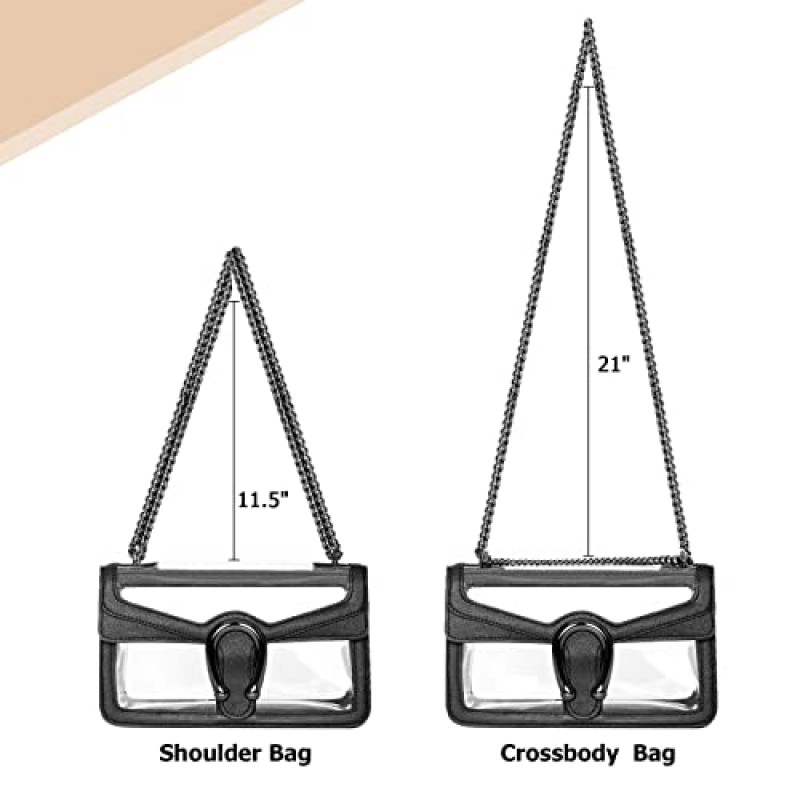 Joryin 여성용 클리어 백 클리어 백 경기장 승인 숄더 백 크로스 바디 백 소형 클리어 지갑 체인 핸드백