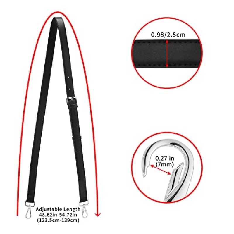 DEVPSISR 가죽 조절 가능한 교체 스트랩 숄더 백 크로스 바디 백 지갑 핸드백 여성용, 43-51 인치