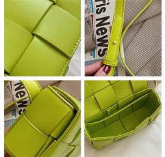 Gimue Woven Purse Crossbody, Y2k 여성용 PU 가죽 소형 정사각형 가방, 허리 가방 컨버터블 숄더백.