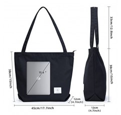 KALIDI 여성용 캔버스 토트 백 레트로 숄더 백 캔버스 핸드백 지퍼 포켓이있는 지갑 Simple Work Bag