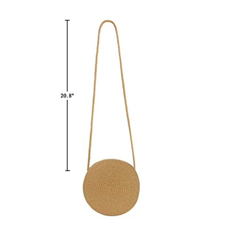 Yomietar Womens Small Round Straw Crossbody Bag 여름용 비치 숄더 백 핸드백 지갑