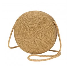 Yomietar Womens Small Round Straw Crossbody Bag 여름용 비치 숄더 백 핸드백 지갑