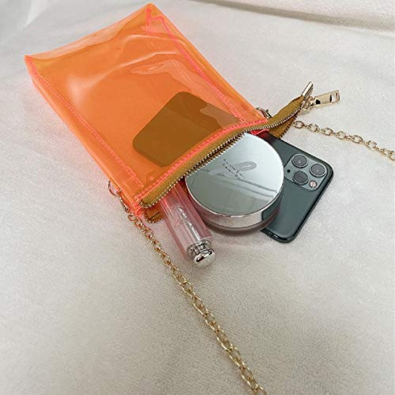 미니 지우기 Crossbody 가방 색상 투명 지갑 숄더 가방 골든 체인 PVC 핸드백 여자 여자를위한 지퍼가 달린 가방