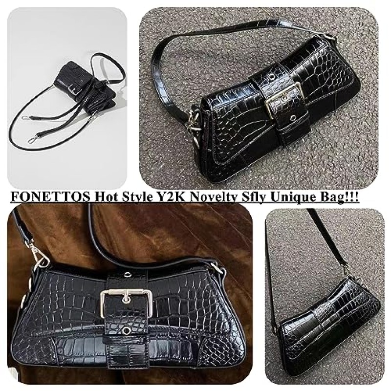 FONETTOS Y2K 펑크 펑키 백, Sourpuss Goth Crossbody Sfly 독특한 지갑 참신 락 여성 숄더 백 소녀 핸드백