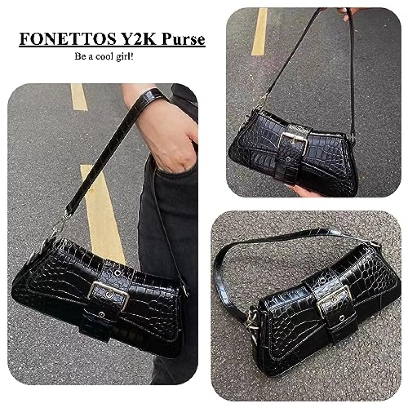 FONETTOS Y2K 펑크 펑키 백, Sourpuss Goth Crossbody Sfly 독특한 지갑 참신 락 여성 숄더 백 소녀 핸드백