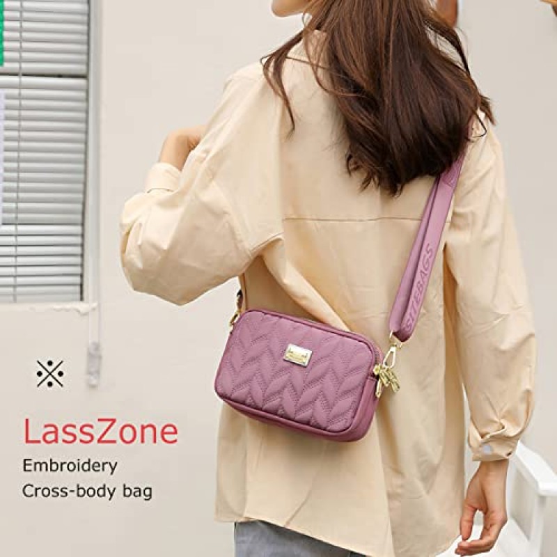 LassZone 숙녀 소녀 Crossbody 가방 멀티 포켓 숄더 백 방수 나일론 핸드백 여성용 소형 핸드폰 지갑 지갑