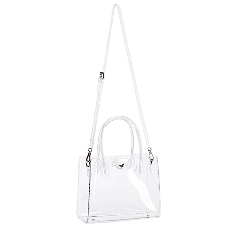 LAM GALLERY 트렌디 클리어 지갑 탑 핸들 숄더 핸드백 스타디움 승인 클리어 백 PVC 플라스틱 See Through Working Bag