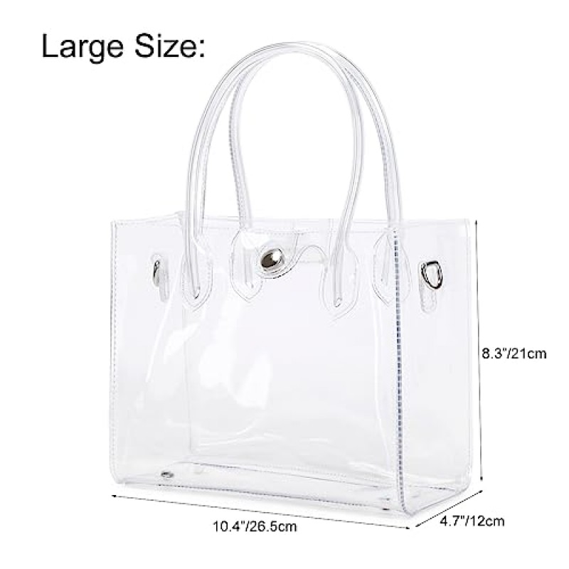 LAM GALLERY 트렌디 클리어 지갑 탑 핸들 숄더 핸드백 스타디움 승인 클리어 백 PVC 플라스틱 See Through Working Bag