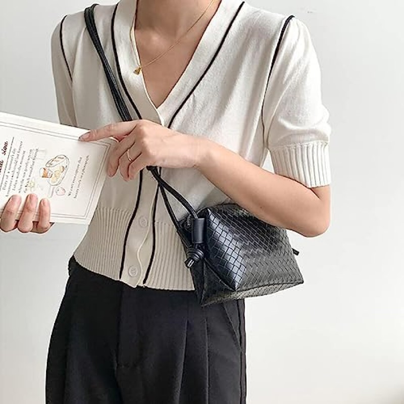 UPSONG 여성을위한 짠 크로스 바디 가방, 패션 가죽 경량 핸드백 숄더 백 전화 지갑 여성용 메신저 백