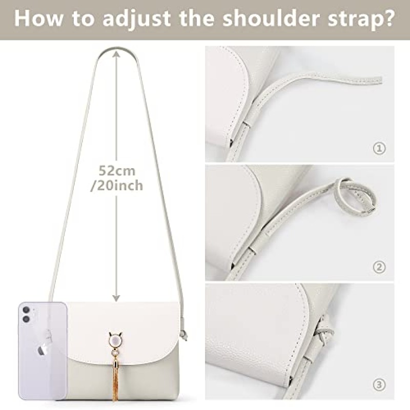 KALIDI 술 Crossbody 가방 작은 어깨 가방 비건 가죽 스트랩 작은 지갑 여성을위한 일일 패션 핸드백