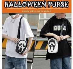 할로윈 호박 Crossbody 가방, Pu 가죽 참신 유령 지갑 여성을위한 귀여운 짜증 시즌 고딕 어깨 가방