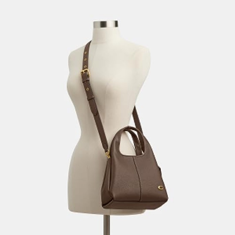Coach 폴리쉬드 페블 가죽 Lana 숄더백, 다크 스톤