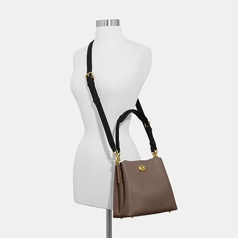 Coach 컬러 블록 가죽 버드나무 버킷