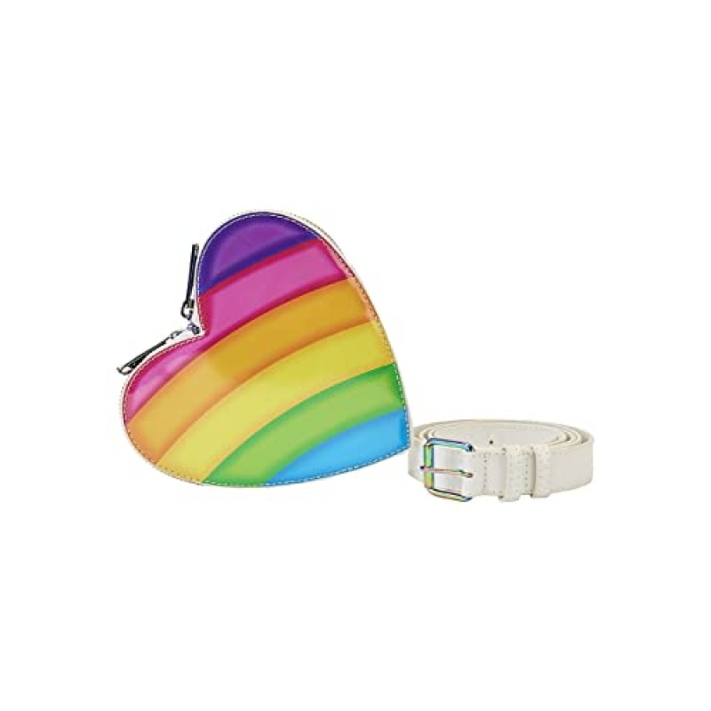 Loungefly Lisa Frank 레인보우 하트 더블 스트랩 숄더백(허리백 포함)