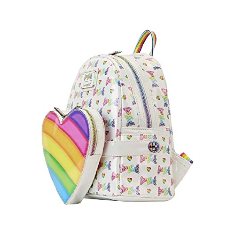 Loungefly Lisa Frank 레인보우 하트 더블 스트랩 숄더백(허리백 포함)