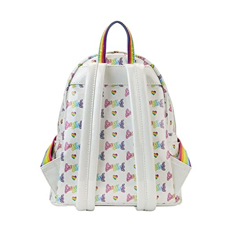 Loungefly Lisa Frank 레인보우 하트 더블 스트랩 숄더백(허리백 포함)