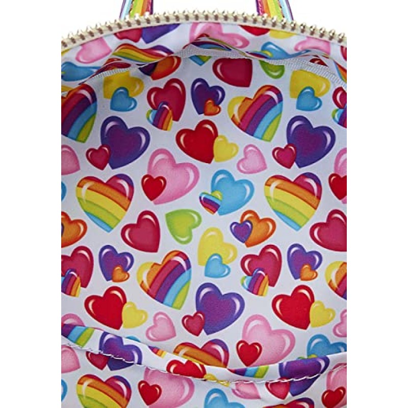 Loungefly Lisa Frank 레인보우 하트 더블 스트랩 숄더백(허리백 포함)