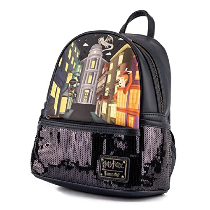 Loungefly 해리포터 Diagon Alley 스팽글 여성용 더블 스트랩 숄더백 지갑