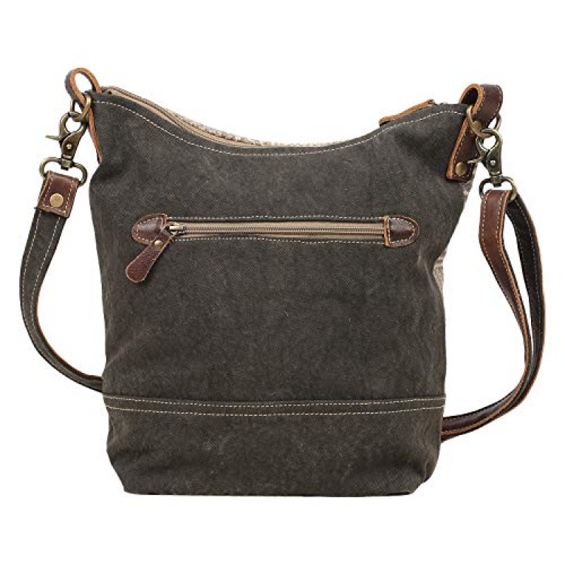 Myra Bag 커피 업사이클 캔버스 & 가죽 숄더백 S-1557