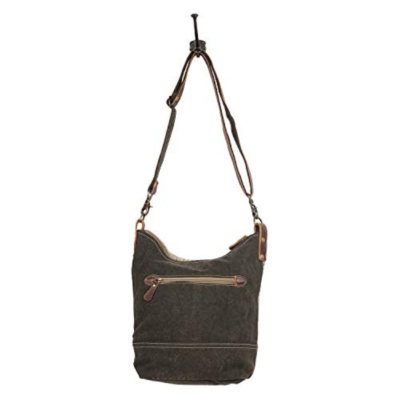 Myra Bag 커피 업사이클 캔버스 & 가죽 숄더백 S-1557