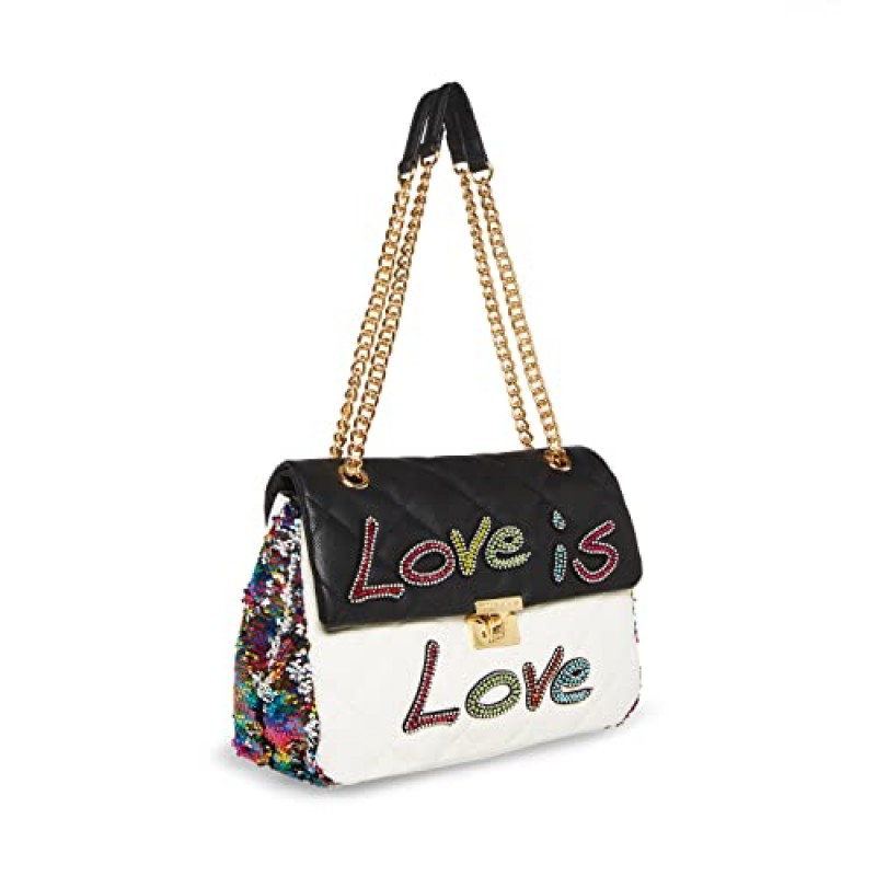 Betsey Johnson Love 숄더백, 블랙/화이트
