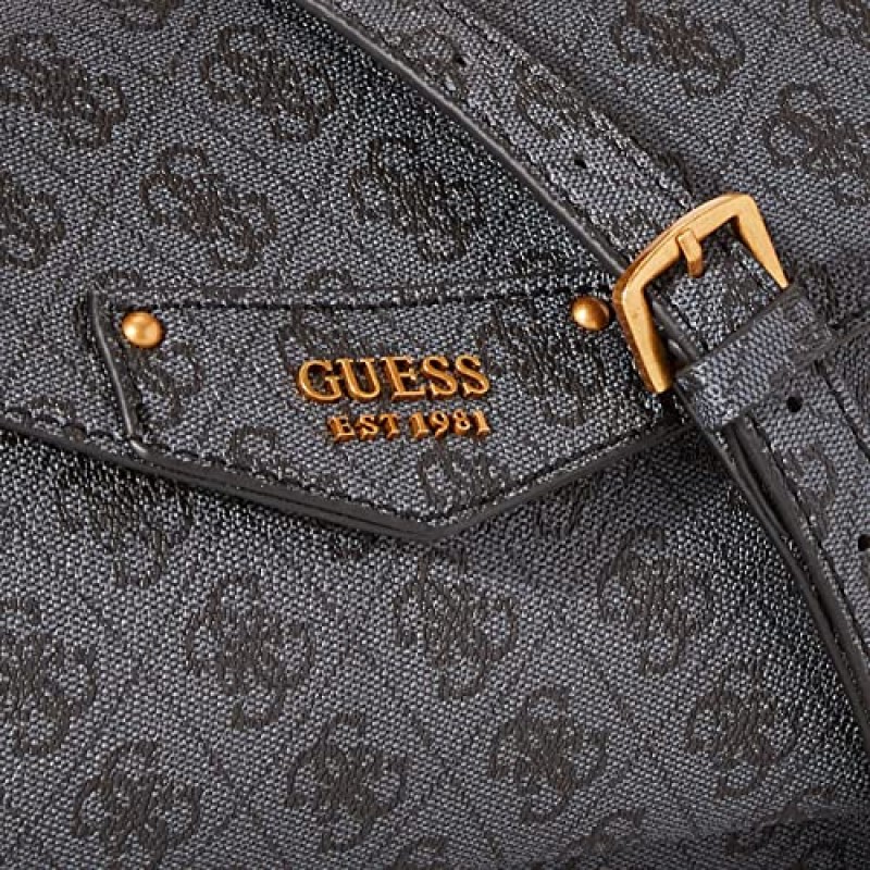 GUESS 에코 브렌튼 플랩 숄더백, 블루 매직 N/Chvr W/Rnst