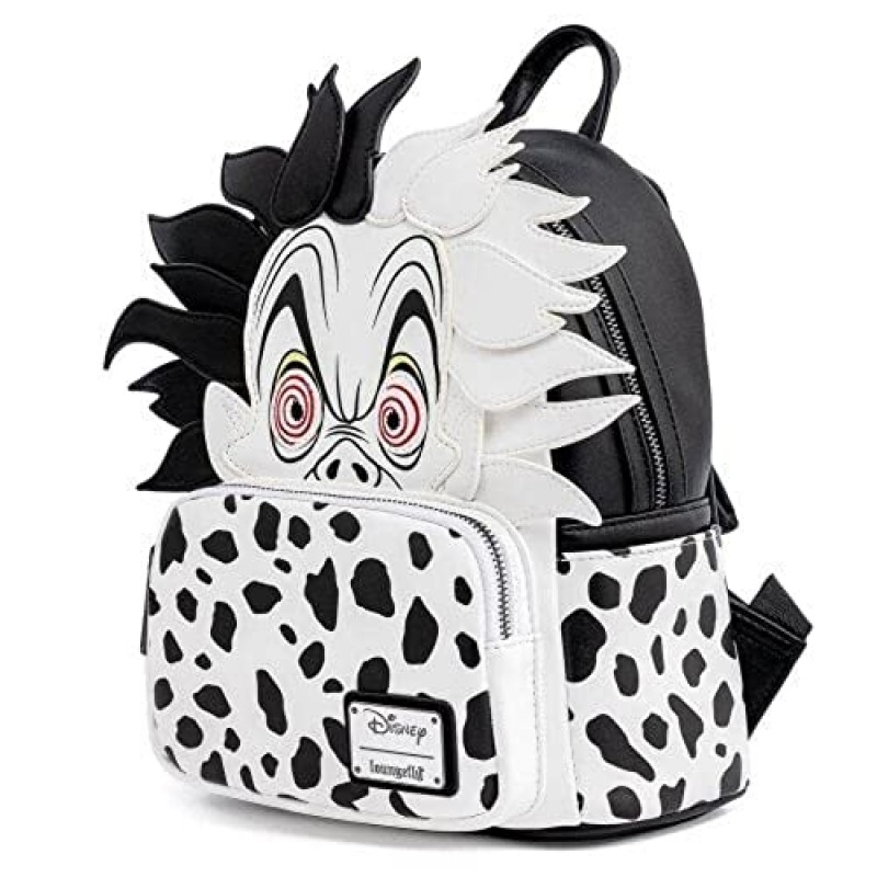 Loungefly 디즈니 악당 Cruella De Vil 스팟 코스프레 여성용 더블 스트랩 숄더백 지갑