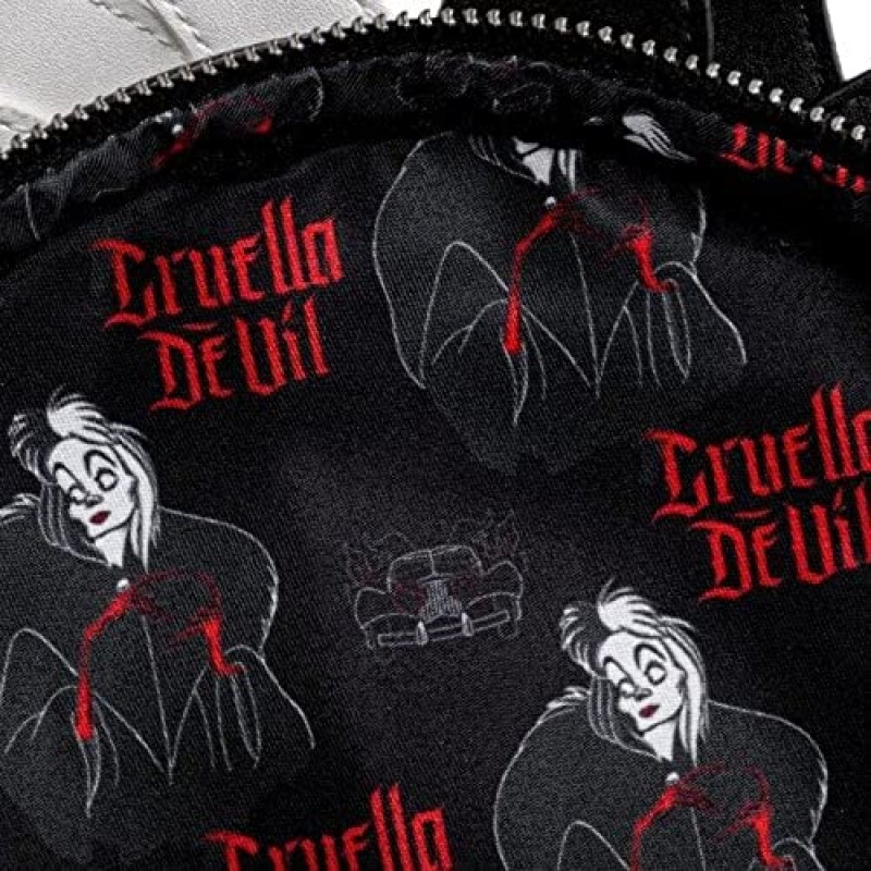 Loungefly 디즈니 악당 Cruella De Vil 스팟 코스프레 여성용 더블 스트랩 숄더백 지갑