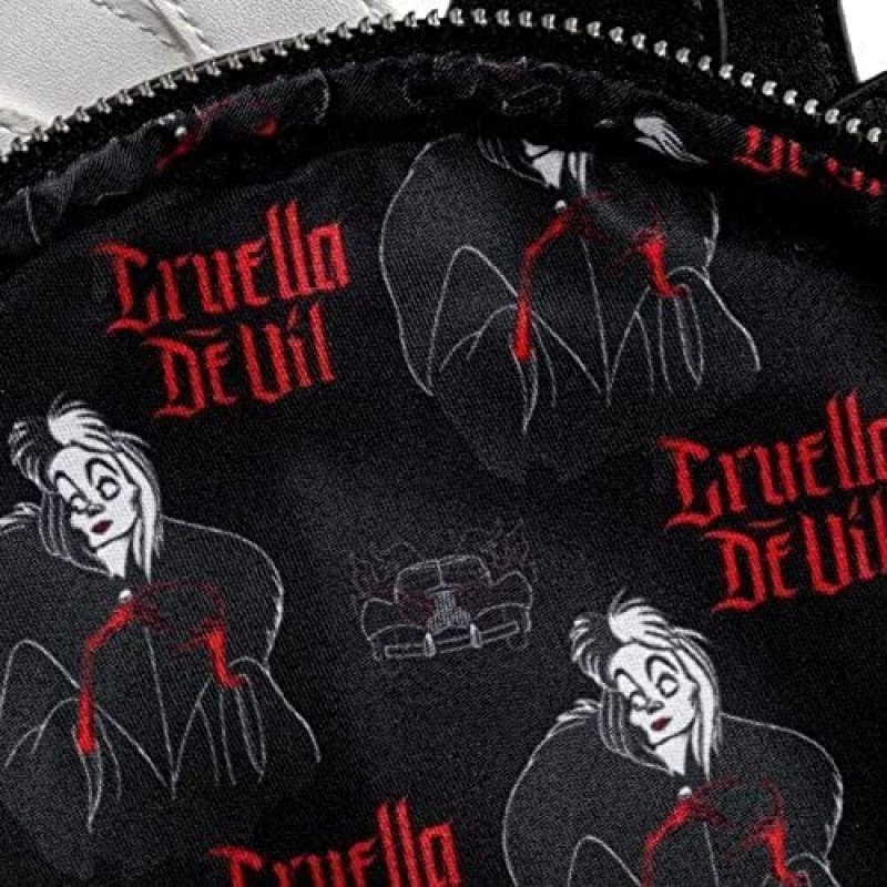 Loungefly 디즈니 악당 Cruella De Vil 스팟 코스프레 여성용 더블 스트랩 숄더백 지갑