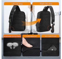 Kingsons 노트북 슬링 백팩 슬링 백 - 하이킹 데이팩 남성용 13인치 여행용 가방, 통근용 USB 충전 포트가 있는 싱글 숄더 데이백
