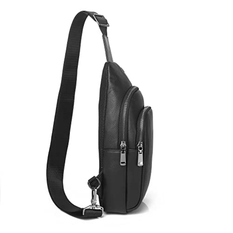 Kkmilamila 1PCS 정품 가죽 작은 배낭 슬링 가방 USB 충전 포트 및 1pcs 카드 홀더 지갑과 ​​가슴 가방 어깨 가방.
